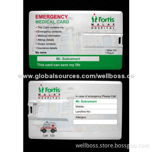Card-shaped USB Flash Drive with Space for Your Logo, with Factory Price